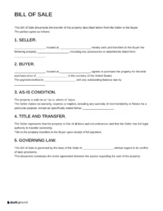 Bill of Sale Template