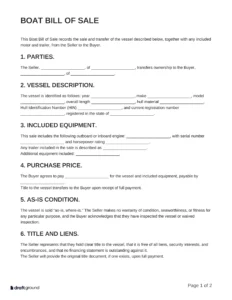 Boat Bill of Sale Template