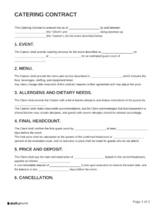 Catering Contract Template