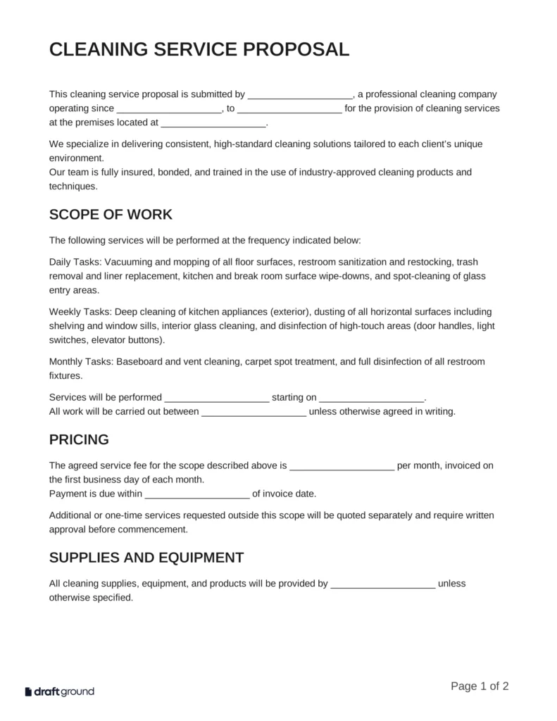 Cleaning Service Proposal Template