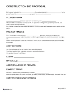 Construction Bid Proposal Template