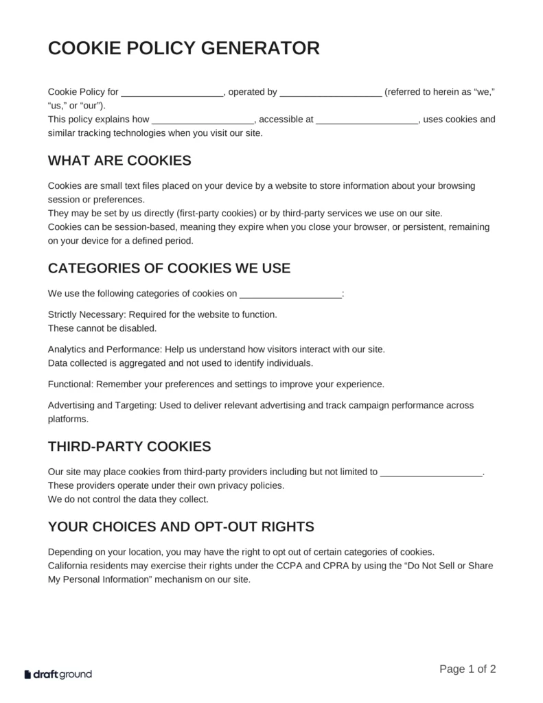 Cookie Policy Generator