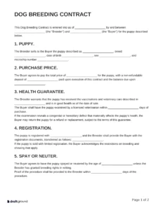 Dog Breeding Contract Template