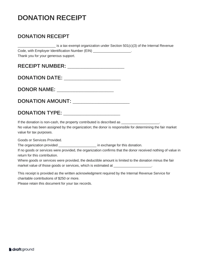 Donation Receipt Template