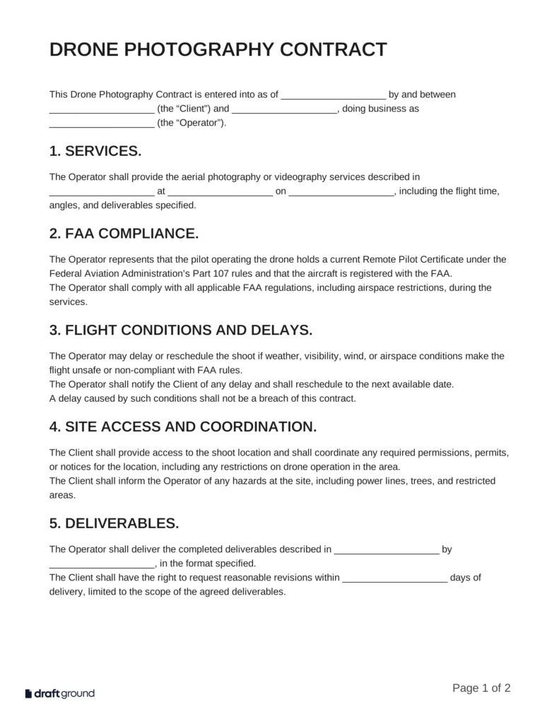 Drone Photography Contract Template