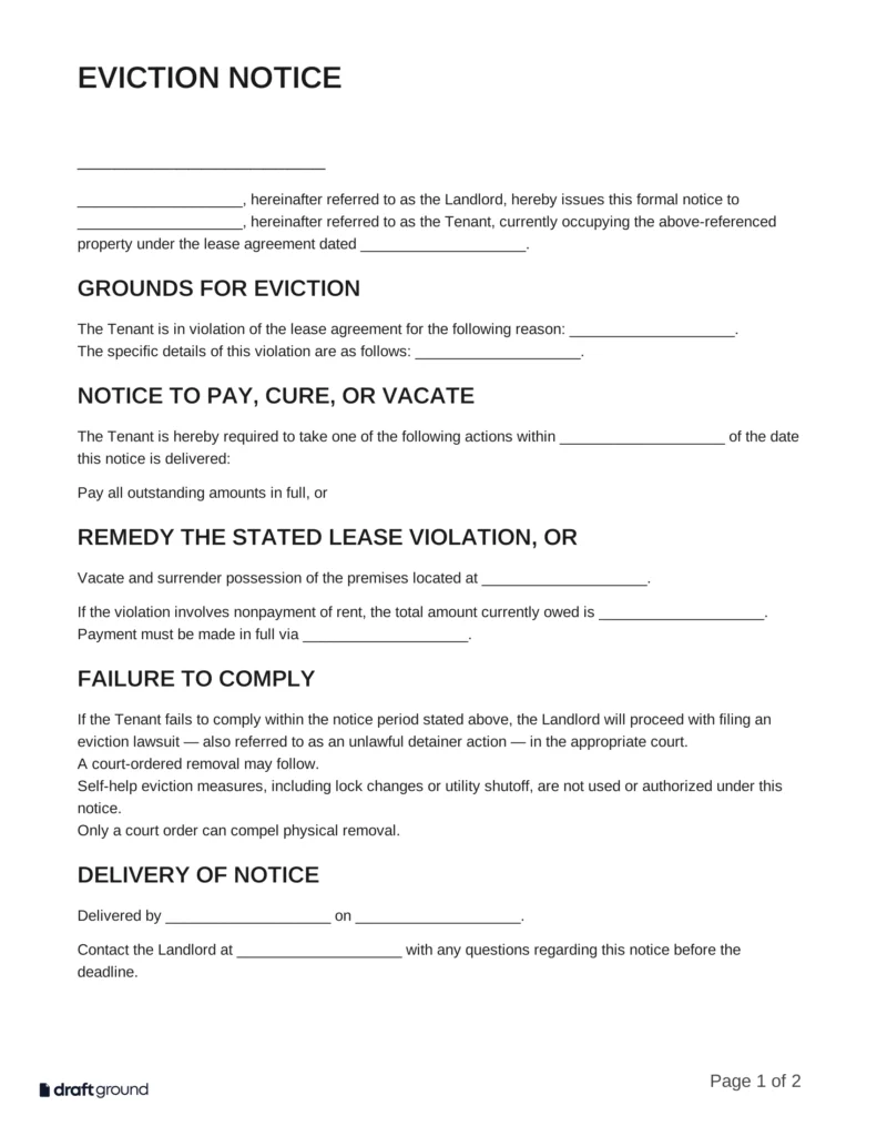 Eviction Notice Template