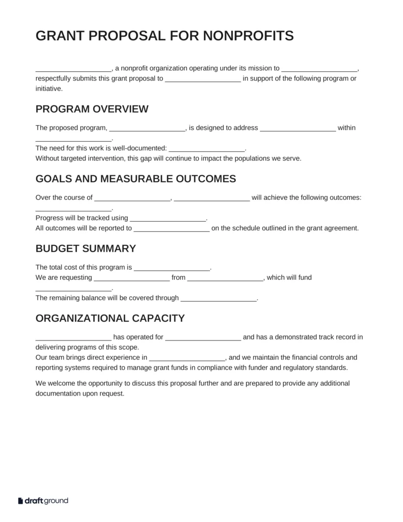 Grant Proposal Template for Nonprofits