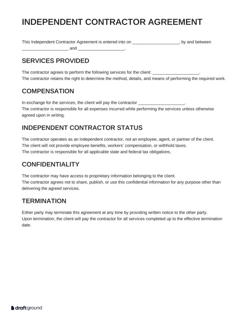 Independent Contractor Agreement Template