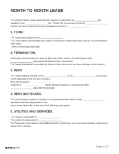 Month to Month Lease Template