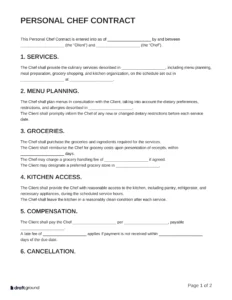 Personal Chef Contract Template