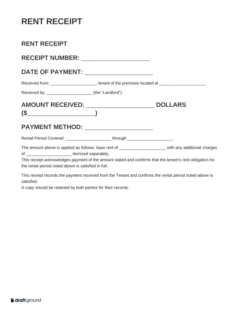 Rent Receipt Template