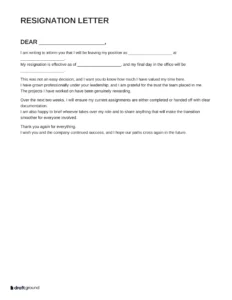 Resignation Letter Template