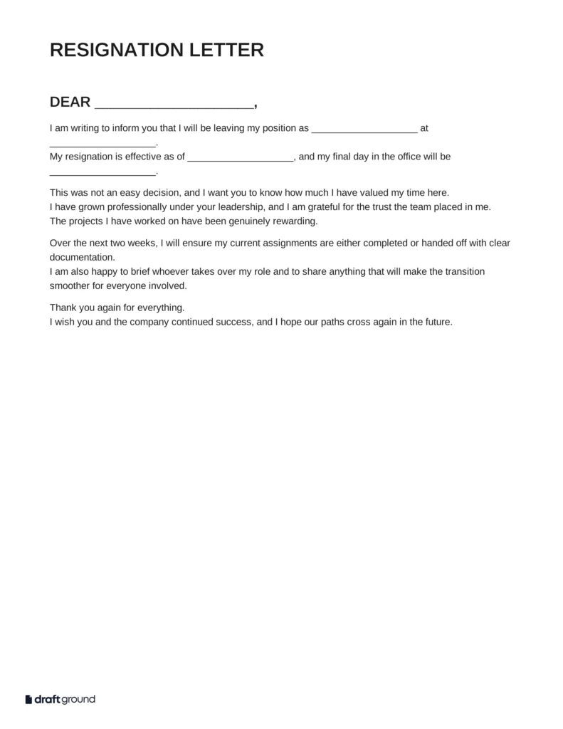 Resignation Letter Template