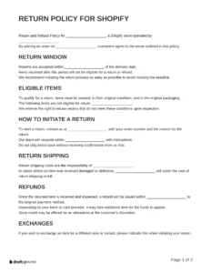 Return Policy Template for Shopify
