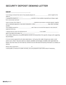 Security Deposit Demand Letter Template