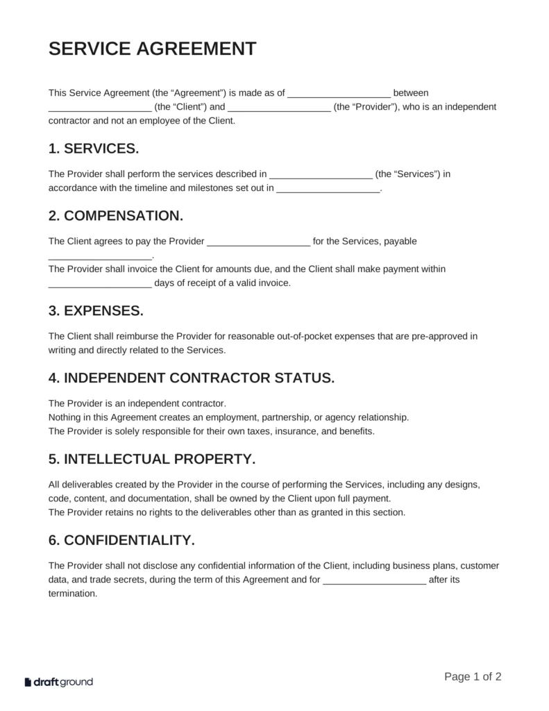 Service Agreement Template
