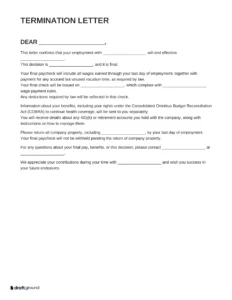 Termination Letter Template