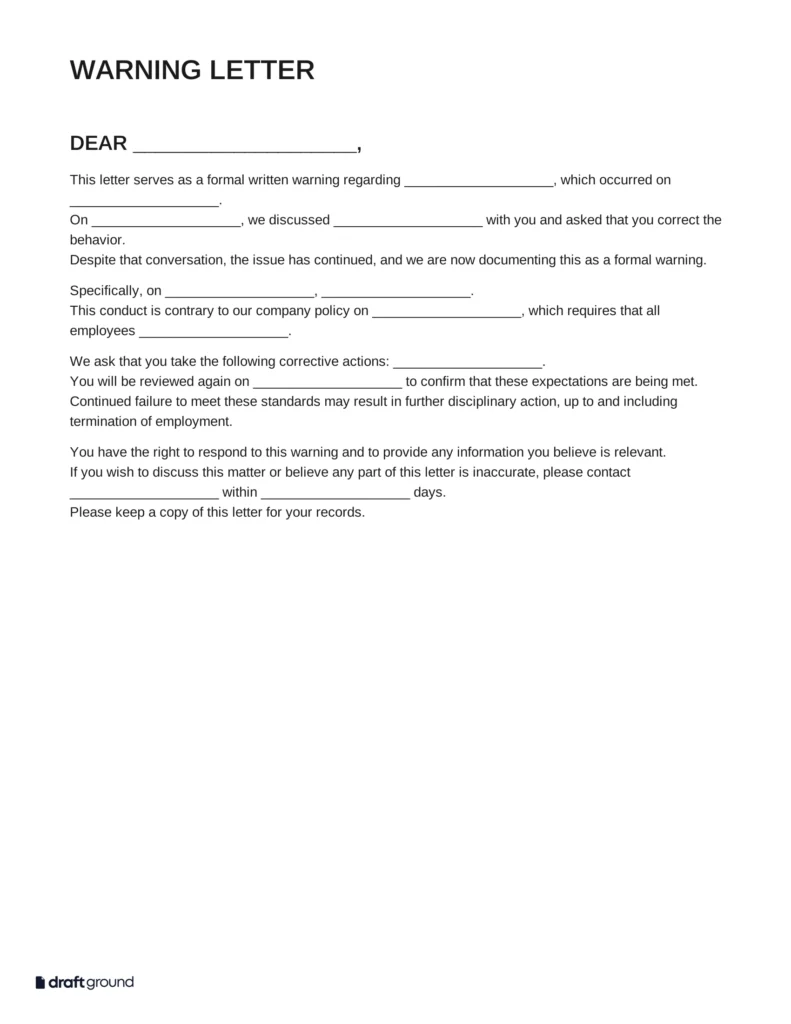 Warning Letter Template